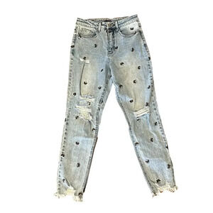 Material Girl Juniors Butterfly Embroidered Jeans Size 5
